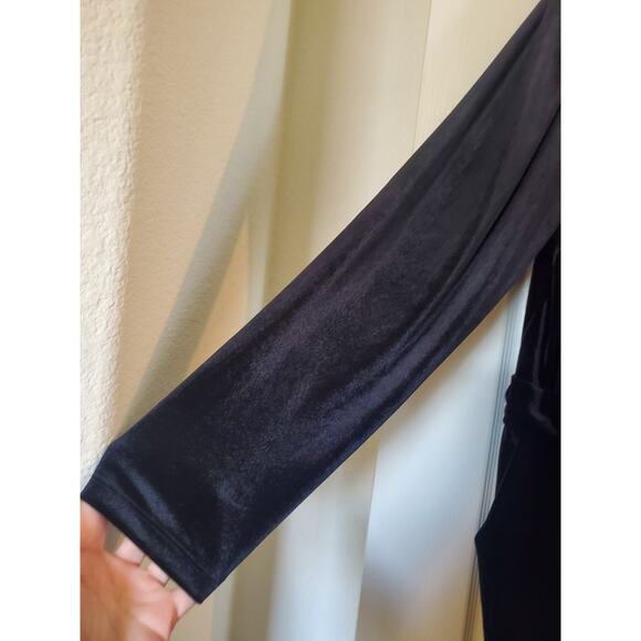 Eloquii Velvet Black Stretch Comfy Puff Sleeve Wide Leg Jumpsuit, Plus Size 24 - Picture 5 of 13